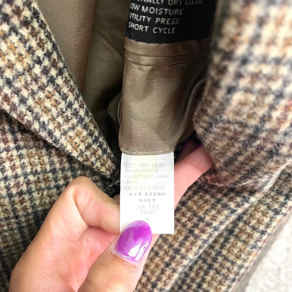 Jos. A. Bank‎ Blazer Men's 48R Brown Houndstooth Plaid Camel Hair 2-Button Suit